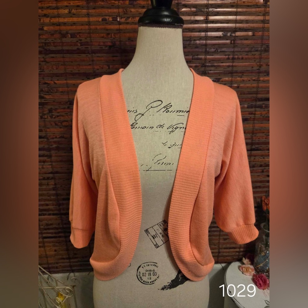 Ava & Grace Peach Open-Front Cardigan